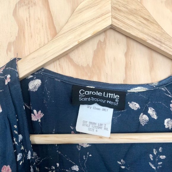 Vintage Blue Floral Wrap Maxi Length Dress - Picture 3 of 5